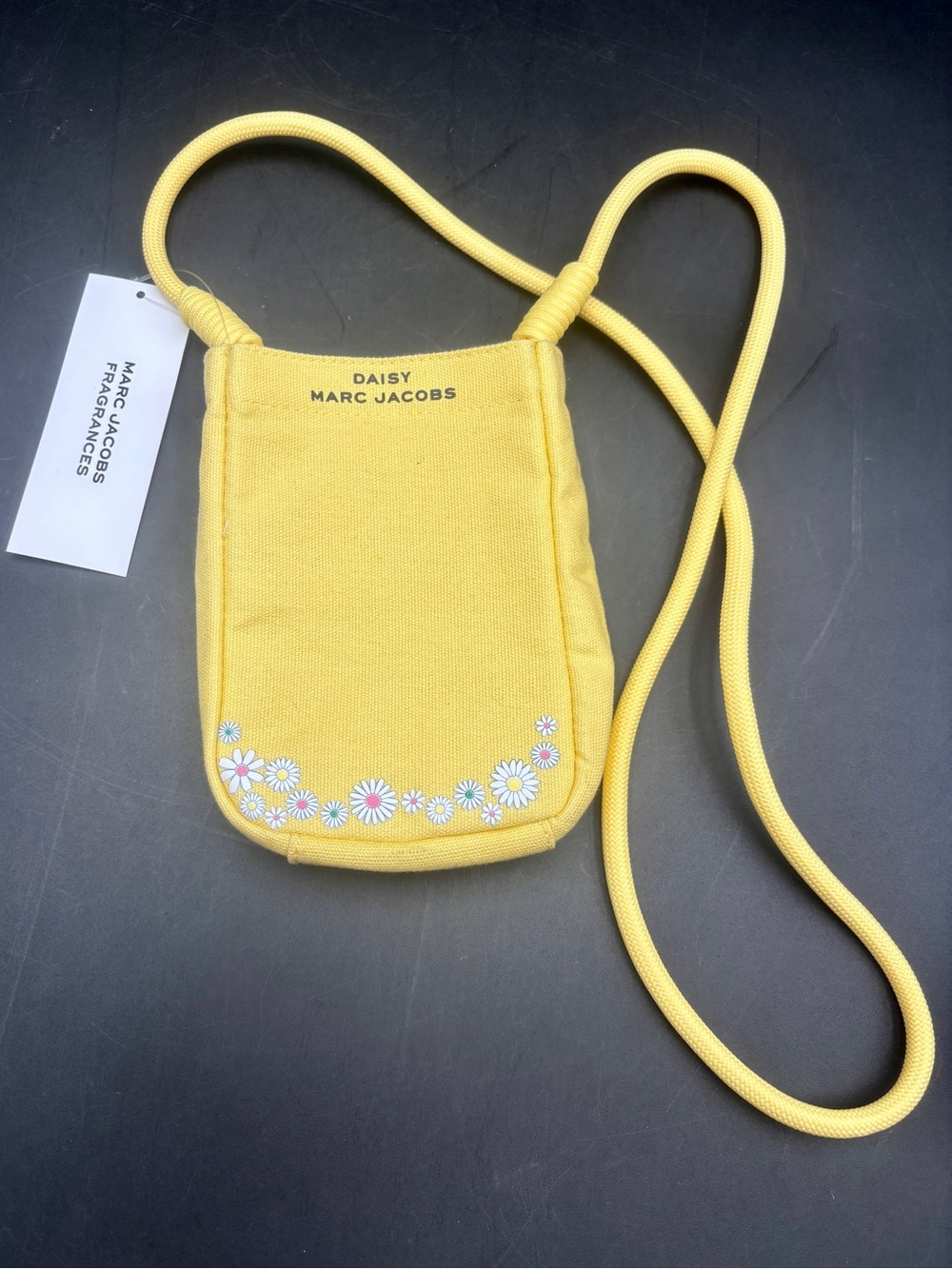 Marc Jacobs Daisy Canvas Crossbody Cup Holder Bag Pouch Yellow NWT